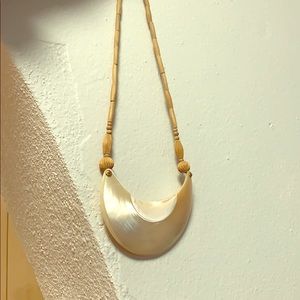 Cream abalone shell with bamboo necklace